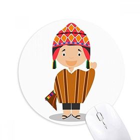 Dıythinker Renkli Şapka Peru Çizgi Film Baskılı Yuvarlak Kaymaz Kauçuk Mouse Pad