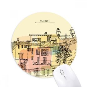 Dıythinker Renkli Şehir Fransa Resim Baskılı Yuvarlak Kaymaz Kauçuk Mouse Pad