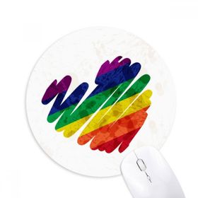 Dıythinker Resim Kalp LGBT Gökkuşağı Baskılı Yuvarlak Kaymaz Kauçuk Mouse Pad