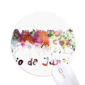 Dıythinker Rio De Janerio Brezilya Şehir Suluboya Baskılı Yuvarlak Kaymaz Kauçuk Mouse Pad