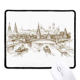 Dıythinker River Bridge Landmark Sketch Kaymaz Siyah Başlıklı Kenarlar Mouse Pad