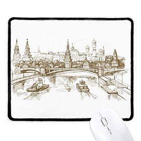 Dıythinker River Bridge Landmark Sketch Kaymaz Siyah Başlıklı Kenarlar Mouse Pad