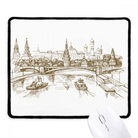Dıythinker River Bridge Landmark Sketch Kaymaz Siyah Başlıklı Kenarlar Mouse Pad