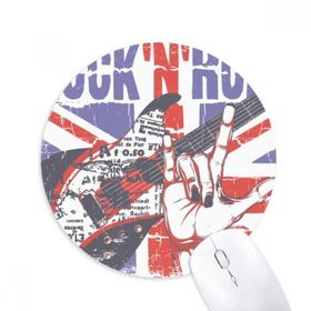 Dıythinker Rock Gitar İngiltere İngiltere Ülke Bayrağı İngiltere Baskılı Yuvarlak Kaymaz Kauçuk Mouse Pad