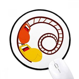 Dıythinker Roller Coaster Eğlence Parkı Illüstrasyon Yuvarlak Kaymaz Mouse Pad
