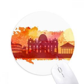 Dıythinker Roma İtalya Sarı Suluboya Baskılı Yuvarlak Kaymaz Kauçuk Mouse Pad