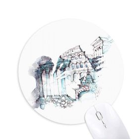 Dıythinker Ruined Roma Mimari Suluboya Resim Baskılı Yuvarlak Kaymaz Kauçuk Mouse Pad