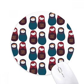 Dıythinker Rusya Erkek Kız Bebek Matryoshka Baskılı Yuvarlak Kaymaz Kauçuk Mouse Pad