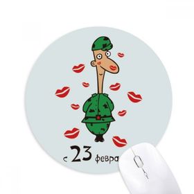 Dıythinker Rusya Öpücük Erkek Asker Patten Baskılı Yuvarlak Kaymaz Kauçuk Mouse Pad