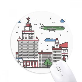 Dıythinker Rusya Şehir Ulusal Sembol Desenli Baskılı Yuvarlak Kaymaz Kauçuk Mouse Pad