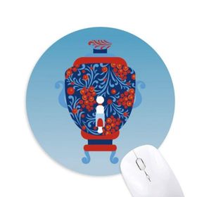 Dıythinker Rusya Ulusal Sembollü Vazo Desenli Baskılı Yuvarlak Kaymaz Kauçuk Mouse Pad