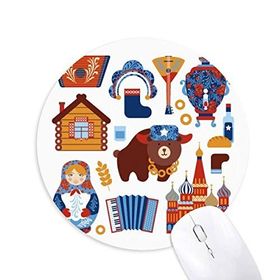 Dıythinker Rusya Ulusal Sembolü Simgesi Desenli Baskılı Yuvarlak Kaymaz Kauçuk Mouse Pad