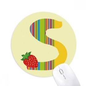 Dıythinker S Alfabe Çilek Meyvesi Sevimli Desen Baskılı Yuvarlak Kaymaz Kauçuk Mouse Pad