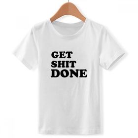 DIYthinker S Beyaz Boys' Get Shit Done Words Alıntılar Tasarım Bisiklet Yaka Tişört
