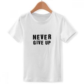 DIYthinker S Beyaz Boys' Never Give Up Alıntı Bisiklet Yaka Tişört