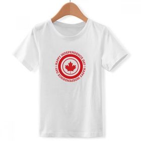DIYthinker S Beyaz Cananda Maple Yaprak ve Bağımsızlık Crew Yaka Tişört