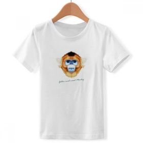 DIYthinker S Beyaz Erkek Altın Brüskierung-Nosed Maymun Hayvan Crew Boyun Tişört