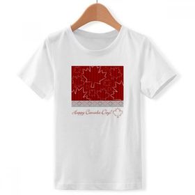 DIYthinker S Beyaz Erkek Çocuk Akçaağaç Yaprağı 4 Temmuz Mutlu Kanada Günü Bisiklet Yaka Tişört