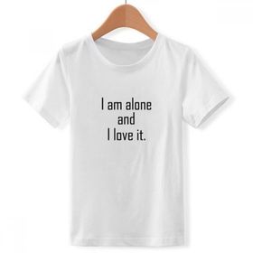 DIYthinker S Beyaz Erkek Çocuk Alıntı I Love My Loneliness Bisiklet Yaka Tişört