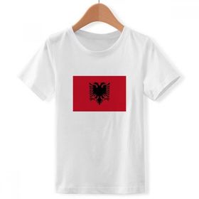 DIYthinker S Beyaz Erkek Çocuk Arnavutluk Ulusal Bayrağı Avrupa Ülke Bisiklet Yaka Tişört