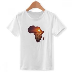 DIYthinker S Beyaz Erkek Çocuk Aslan Çayır Afrika Kıtası İsim Haritası Bisiklet Yaka Tişört
