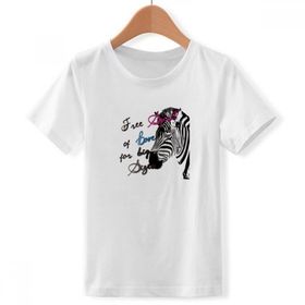 DIYthinker S Beyaz Erkek Çocuk Basit Zebra Resimli Harf Hayvan Bisiklet Yaka Tişört