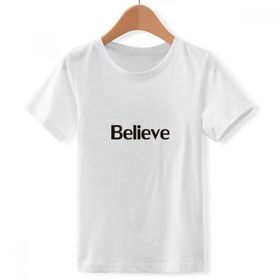 DIYthinker S Beyaz Erkek Çocuk Believe Word İlham Verici Alıntı Sözler Bisiklet Yaka Tişört