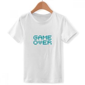 DIYthinker S Beyaz Erkek Çocuk Blue Game Over Pixel Bisiklet Yaka Tişört
