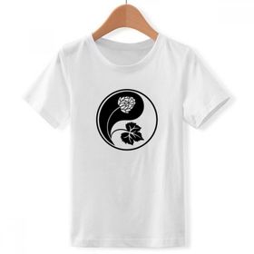 DIYthinker S Beyaz Erkek Çocuk Budizm Din Yin-Yang Çiçek Desenli Bisiklet Yaka Tişört