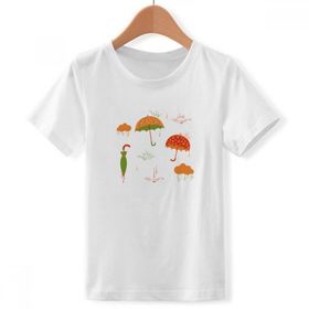 DIYthinker S Beyaz Erkek Çocuk Bulut Şemsiye Yağmur Damlası Hava Bisiklet Yaka Tişört