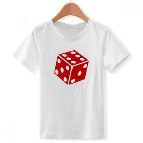 DIYthinker S Beyaz Erkek Çocuk Casino Kırmızı Dice Illustration Desen Yuvarlak Yaka Tişört