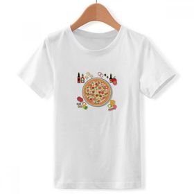 DIYthinker S Beyaz Erkek Çocuk Çeşitli Pizza İtalya Domates Gıdaları Bisiklet Yaka Tişört