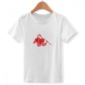 DIYthinker S Beyaz Erkek Çocuk Çin Fener Lotus Kırmızı Desen Bisiklet Yaka Tişört