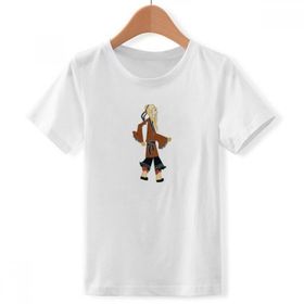 DIYthinker S Beyaz Erkek Çocuk Çin Kültürü Gölge Oyun Deseni Bisiklet Yaka Tişört