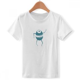 DIYthinker S Beyaz Erkek Çocuk Cyclops Alien Creature Bisiklet Yaka Tişört