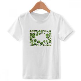 DIYthinker S Beyaz Erkek Çocuk Dört Yapraklı Daire İrlanda St.Patrick's Day Bisiklet Yaka Tişört