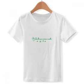 DIYthinker S Beyaz Erkek Çocuk Dört Yapraklı Yonca Kelime İrlanda St.Patrick's Day Bisiklet Yaka Tişört