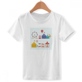 DIYthinker S Beyaz Erkek Çocuk Eğlence Parkı Tesisleri Renkli Desen Bisiklet Yaka Tişört