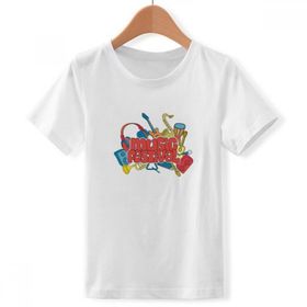 DIYthinker S Beyaz Erkek Çocuk Gitar Müzik Festivali Enstrüman Deseni Bisiklet Yaka Tişört