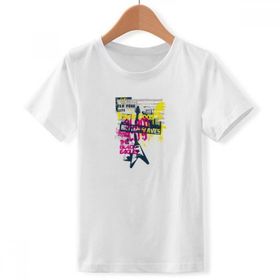 DIYthinker S Beyaz Erkek Çocuk Gitar Pembe Sarı Müzik Enstrüman Deseni Bisiklet Yaka Tişört
