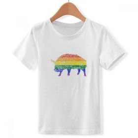 DIYthinker S Beyaz Erkek Çocuk Gökkuşağı Domuz LGBT Bisiklet Yaka Tişört