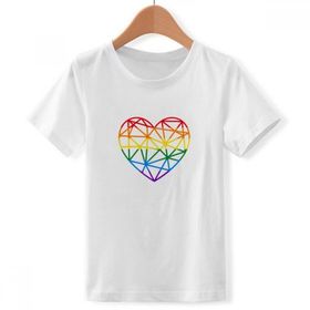 DIYthinker S Beyaz Erkek Çocuk Gökkuşağı Modelleme Kalp LGBT Crew Boyun Tişört