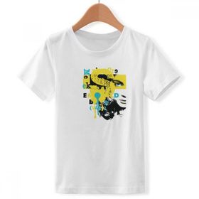 DIYthinker S Beyaz Erkek Çocuk Grafiti Sokak Sarı Siyah Yün Desen Bisiklet Yaka Tişört