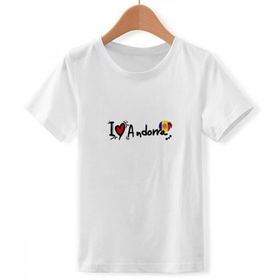 DIYthinker S Beyaz Erkek Çocuk I Love Andorra Kelime Bayrağı Aşk Kalp İllüstrasyon Bisiklet Yaka Tişört