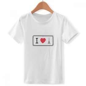 DIYthinker S Beyaz Erkek Çocuk I Love Eyfel Kulesi Kelimeler Desen Bisiklet Yaka Tişört