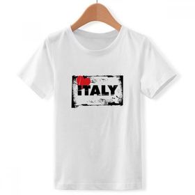 DIYthinker S Beyaz Erkek Çocuk I Love Italy Kelime Aşk Kalp Dikdörtgen Bisiklet Yaka Tişört