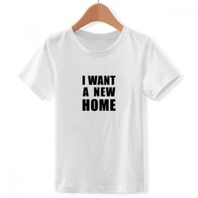 DIYthinker S Beyaz Erkek Çocuk I Want A New Home Bisiklet Yaka Tişört