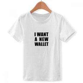DIYthinker S Beyaz Erkek Çocuk I Want A New Wallet Bisiklet Yaka Tişört