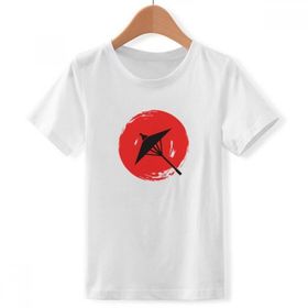DIYthinker S Beyaz Erkek Çocuk Japon Fırça Boyama İllüstrasyon Mürettebat Boyun Tişört