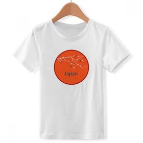 DIYthinker S Beyaz Erkek Çocuk Japon Kültürü Sakura Sanat Deseni Bisiklet Yaka Tişört